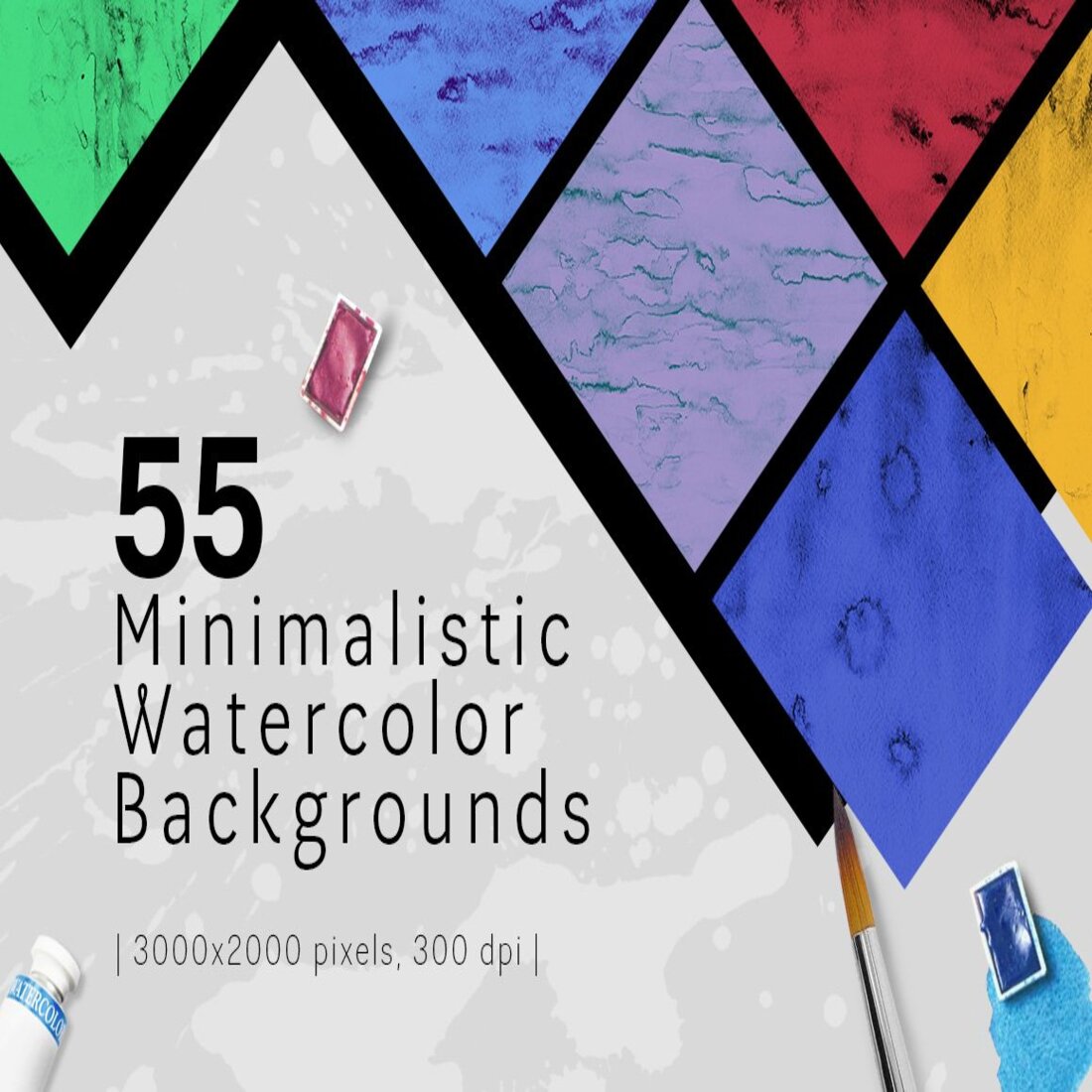 55 Watercolor Backgrounds 50% OFF cover.