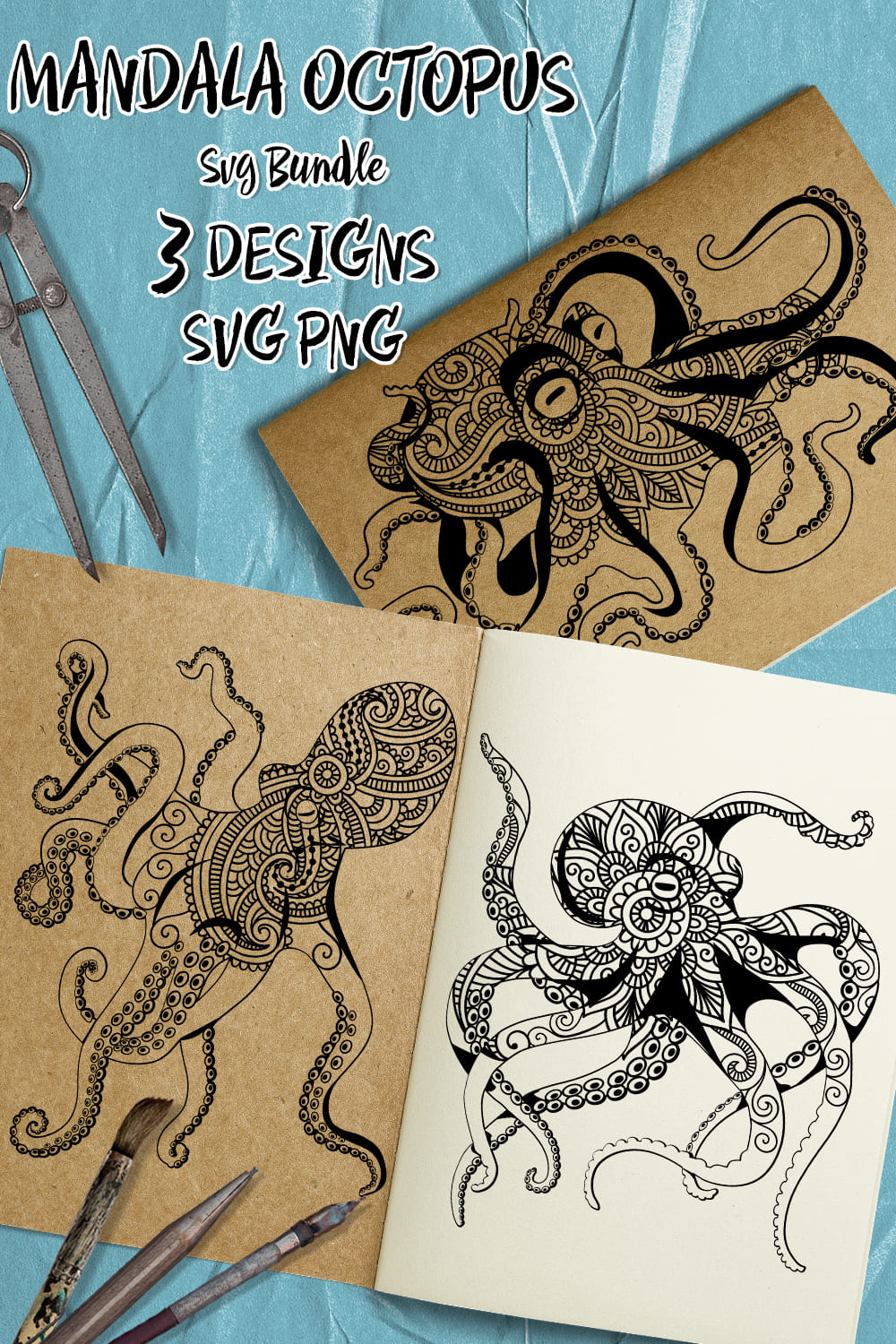 So realistic octopuses in a hand-drawn format.