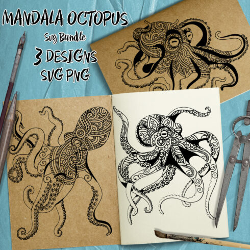 Drawing of an octopus on a piece of paper.