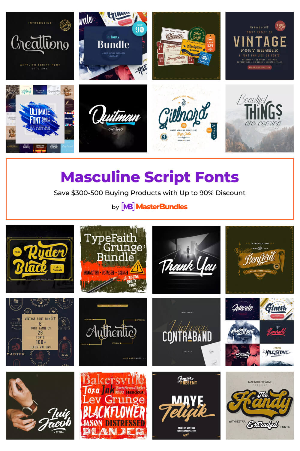 masculine script fonts pinterest image.