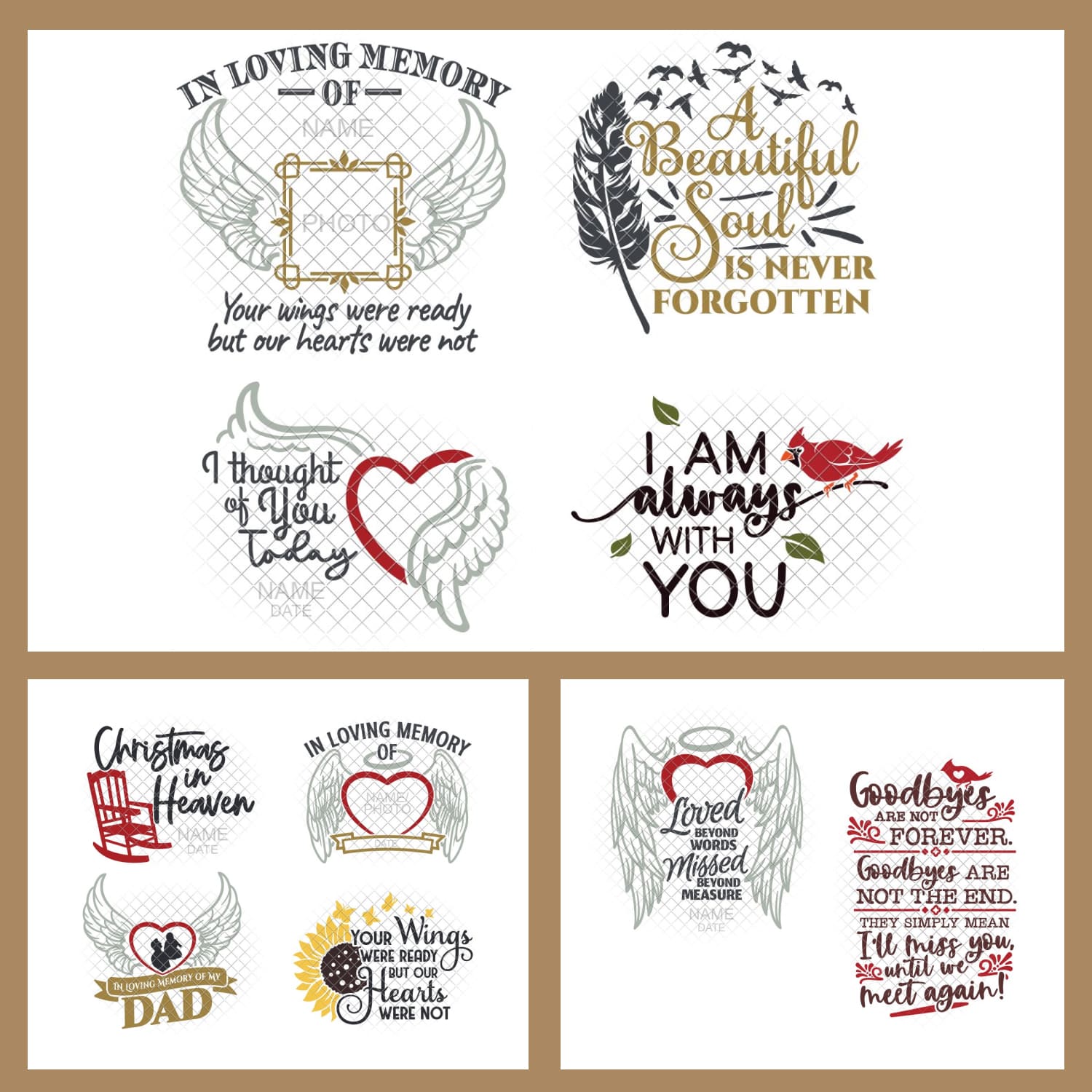 Memorial SVG Bundle Mourning Loss with PNG, DXF, EPS – MasterBundles