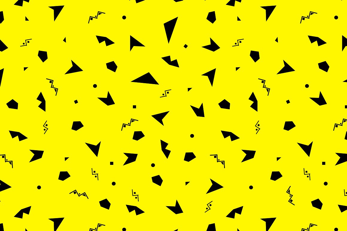 Black geometrics on the yellow background.