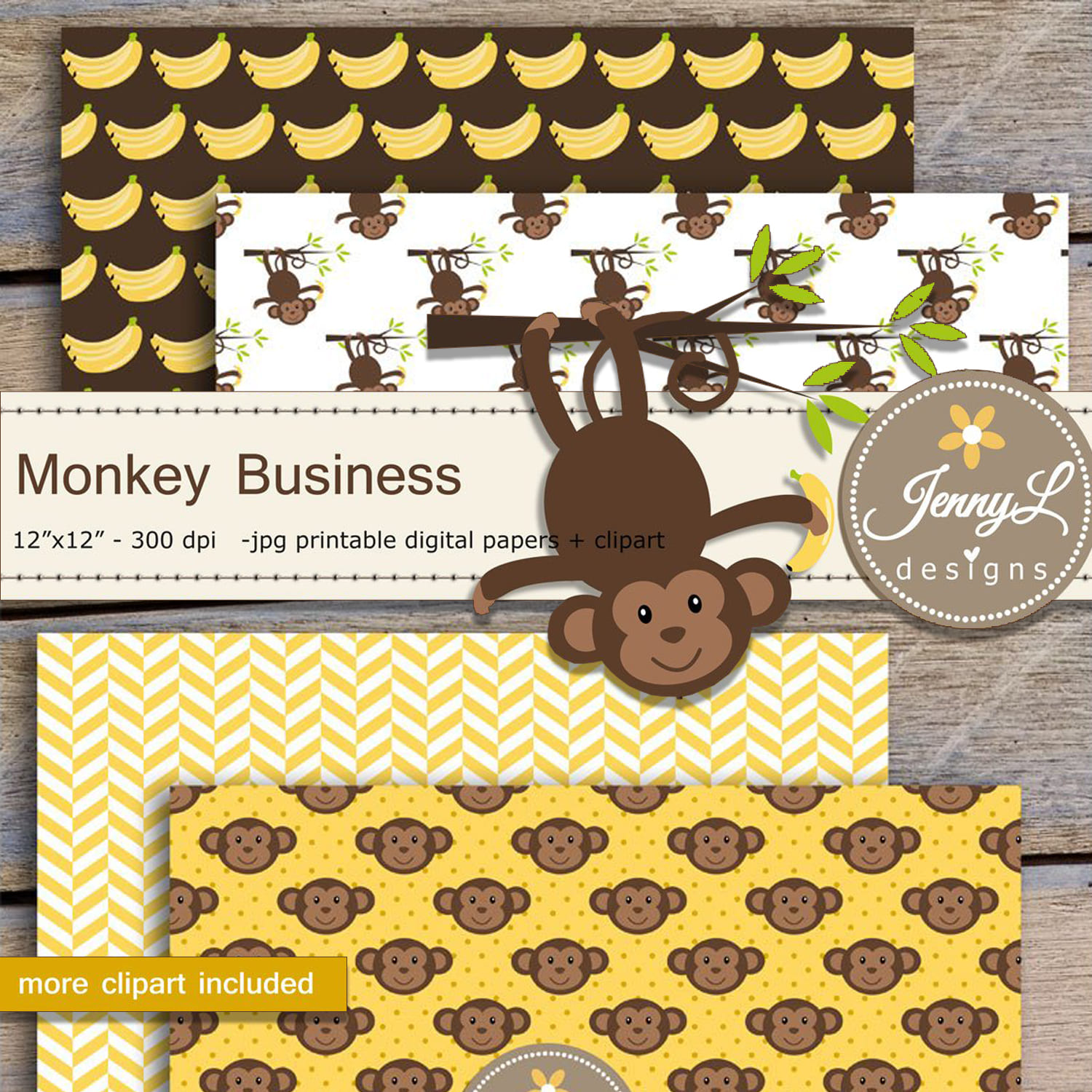 Monkey Digital Papers & Clipart cover.