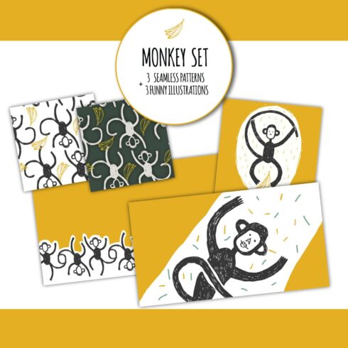 Monkey illustrations and patterns.