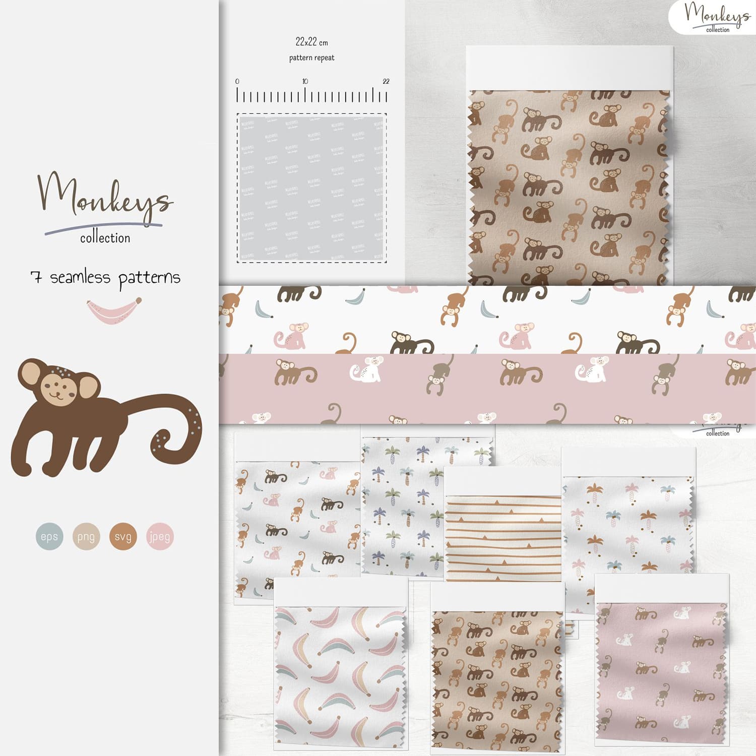 Monkeys - Baby Seamless Patterns cover.