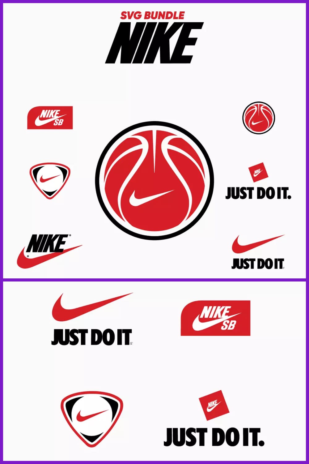 Nike logos and balls.