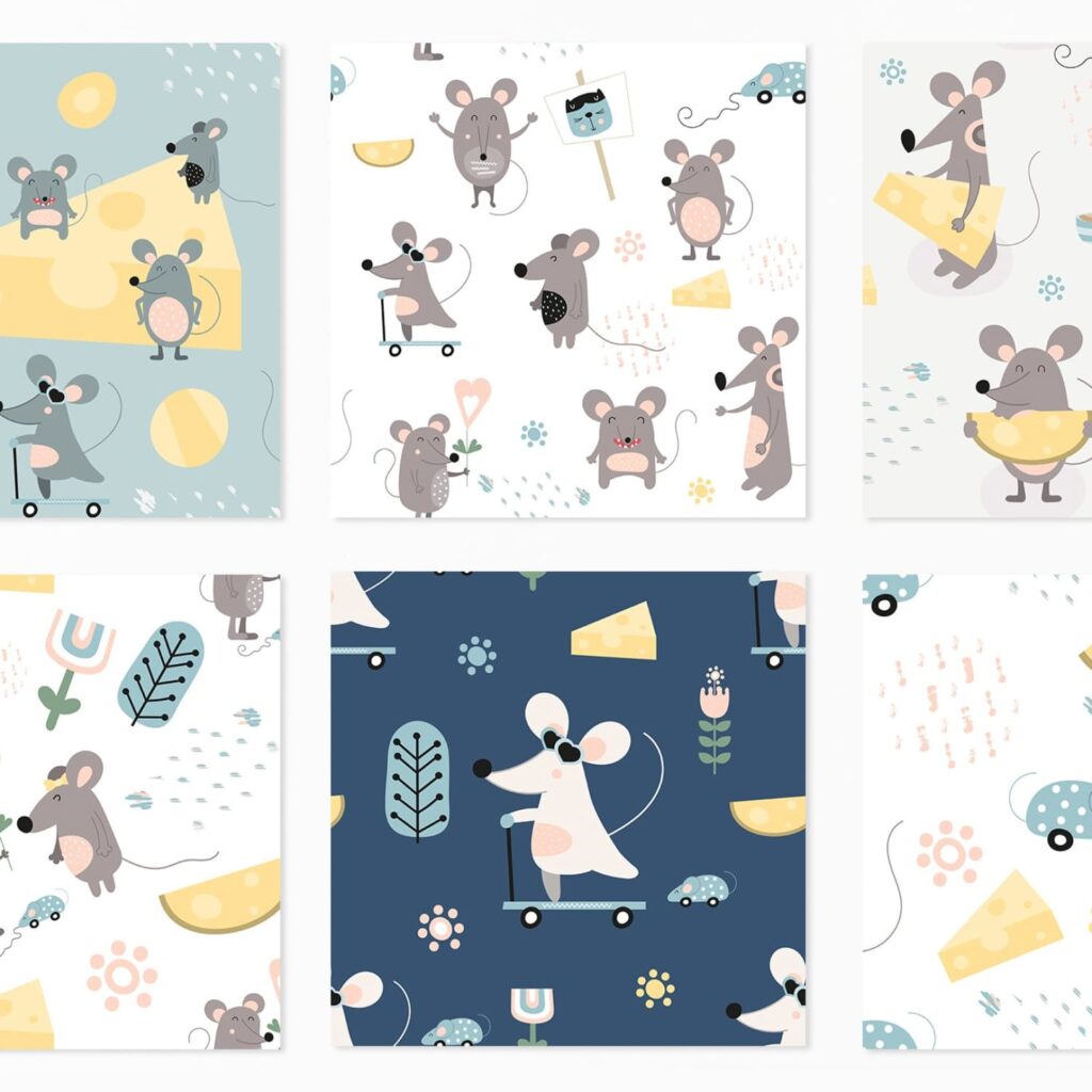 Nursery Art "Cute Mouses" MasterBundles