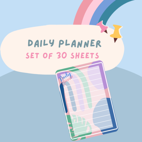 pastel boho theme daily planner i set of 30 sheets i colorful background i lined planner