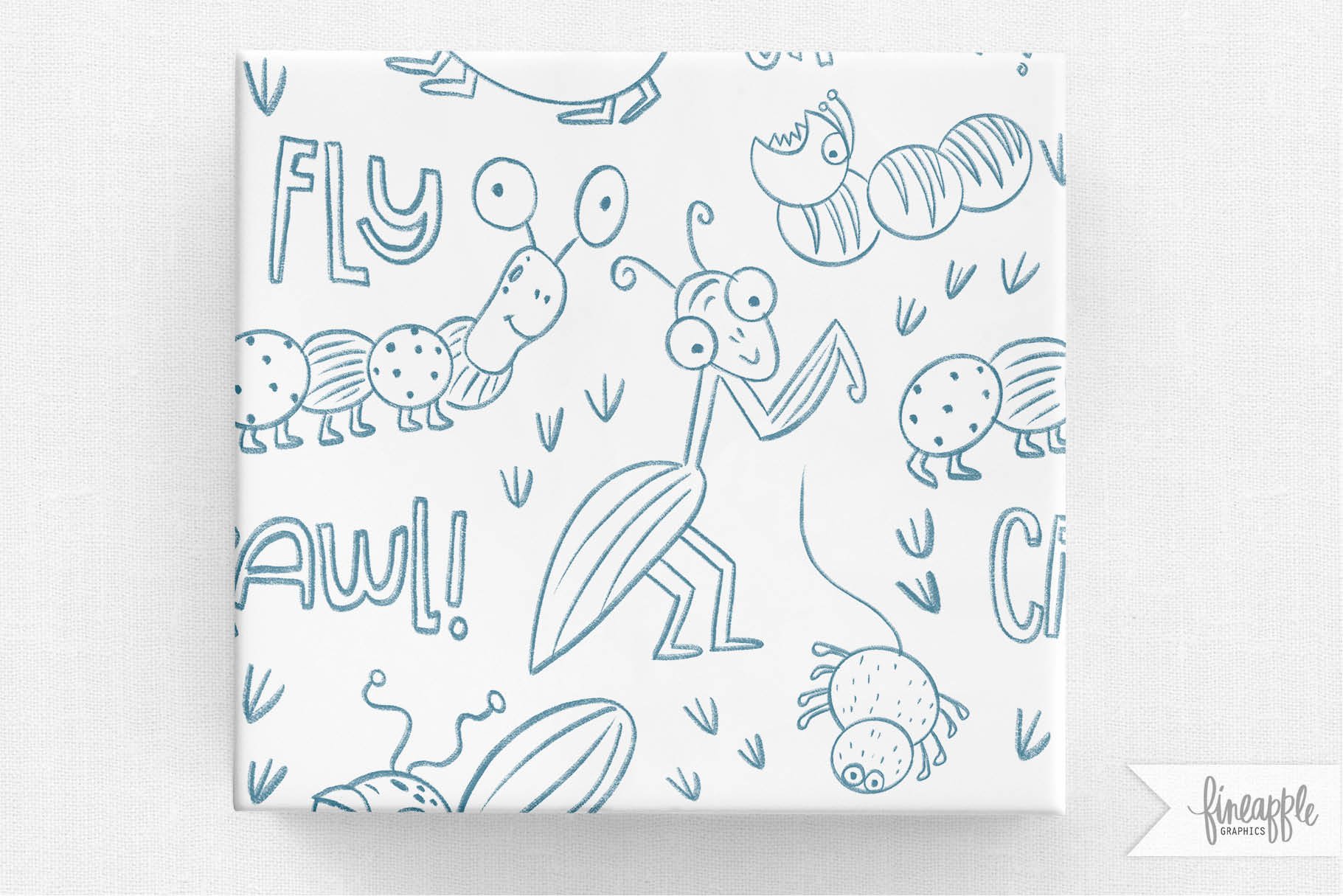 Tile with the hand drawn insects.