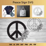 Peace Sign SVG | Floral Peace Symbol PNG Design main cover.