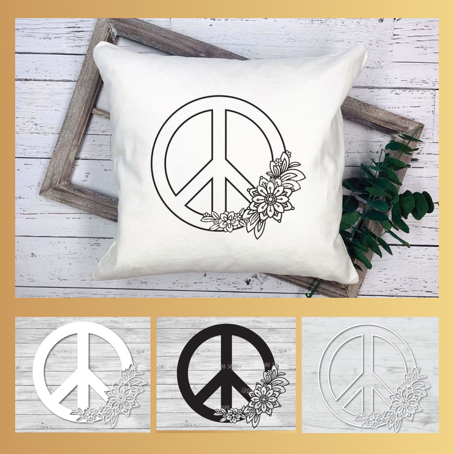 Peace Sign SVG | Floral Peace Symbol PNG Design cover image.