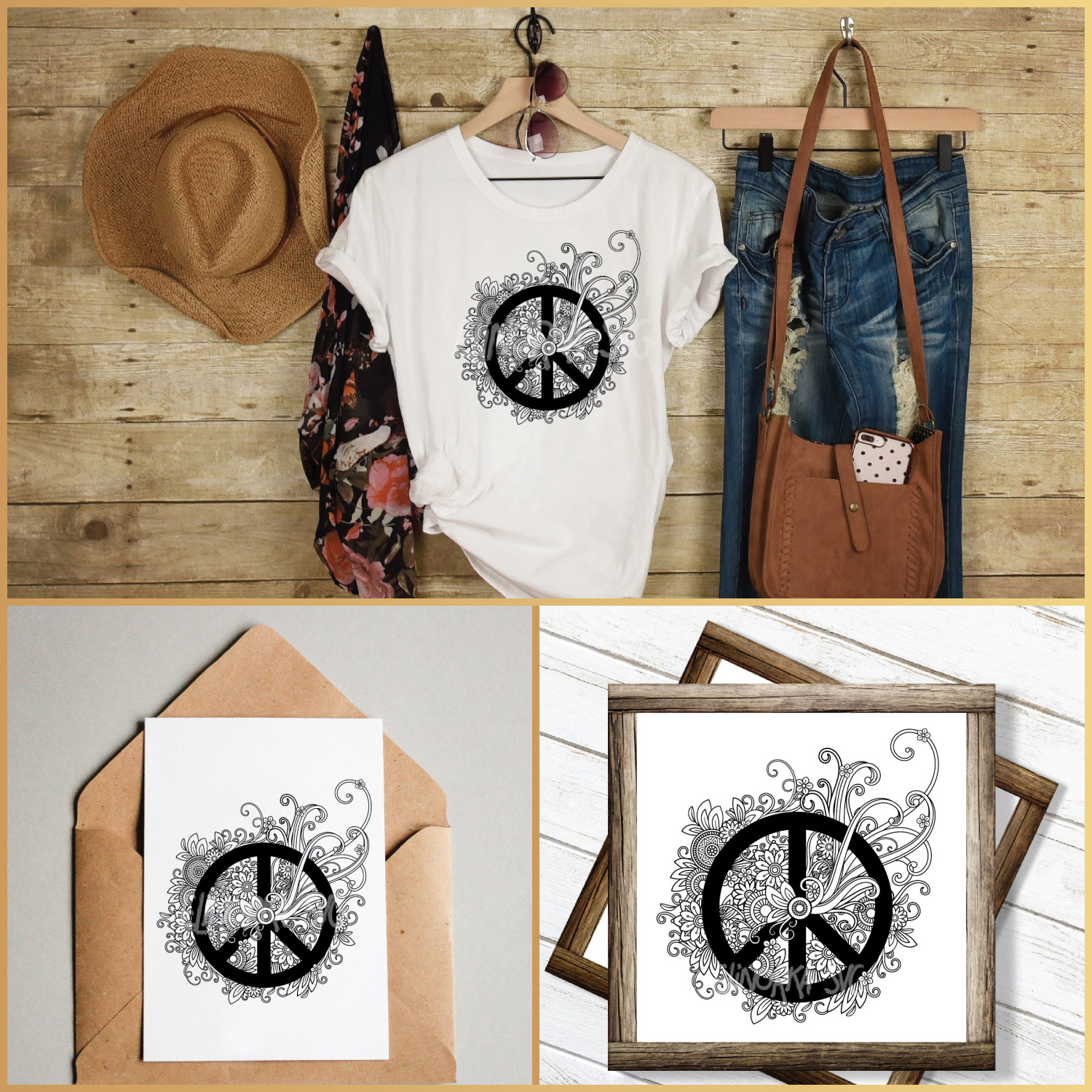 Peace Sign SVG | Peace Symbol SVG with Mandalas and Flowers cover image.