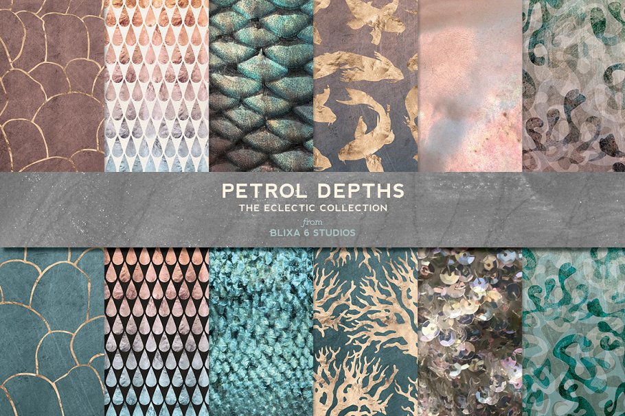 Cover image of Petrol Depths in Gold & Iridescence.