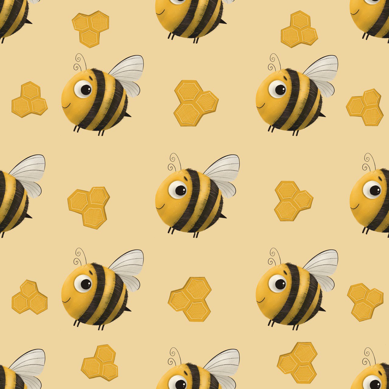 Bee and Honey Seamless Patterns preview.