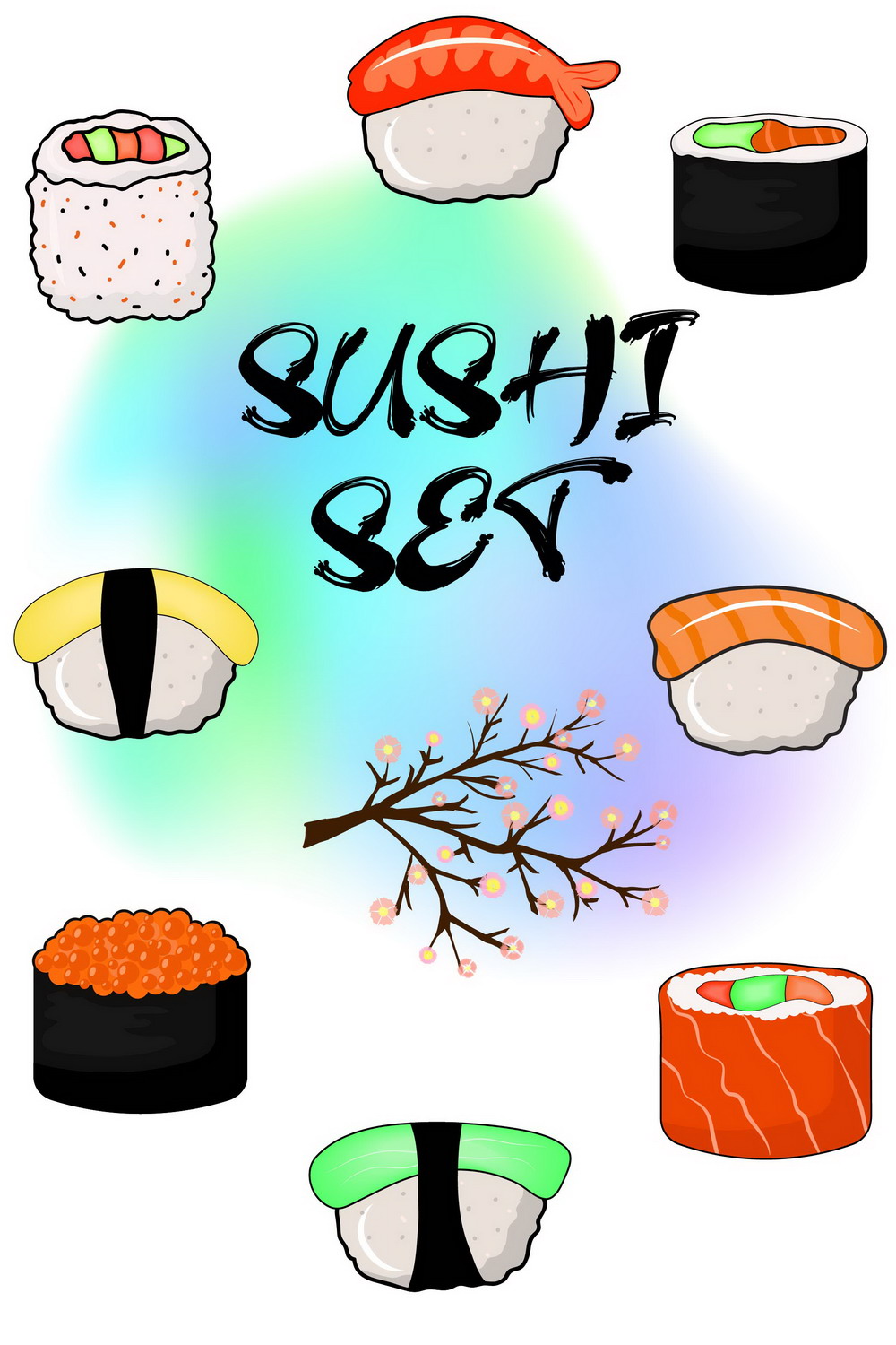 Sushi Set Clipart pinterest image.