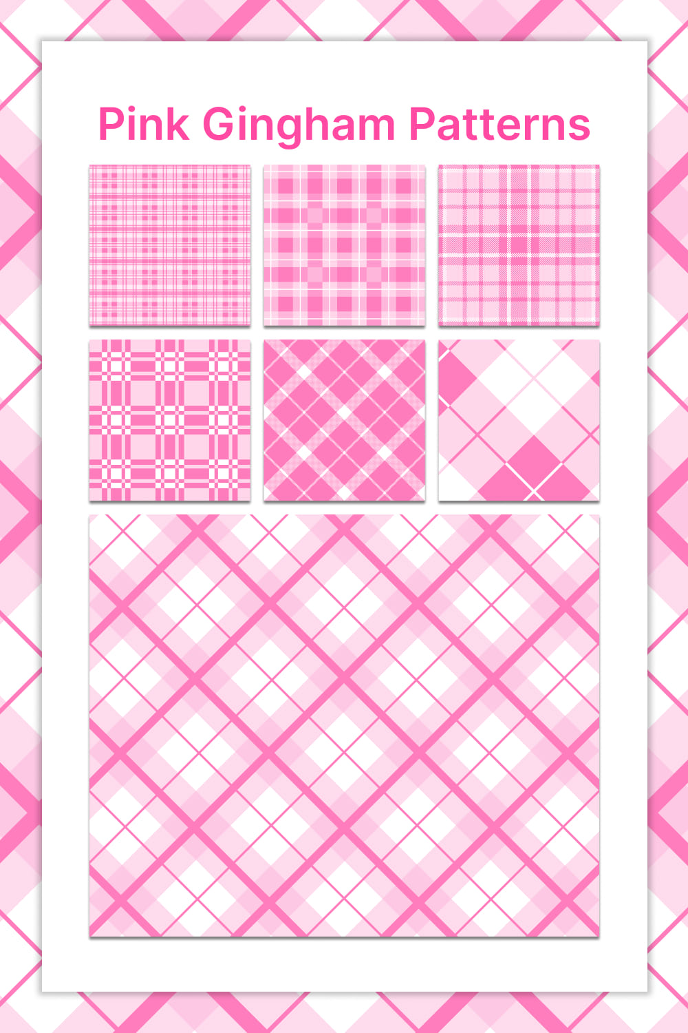 Pink gingham patterns with diverse of prints.