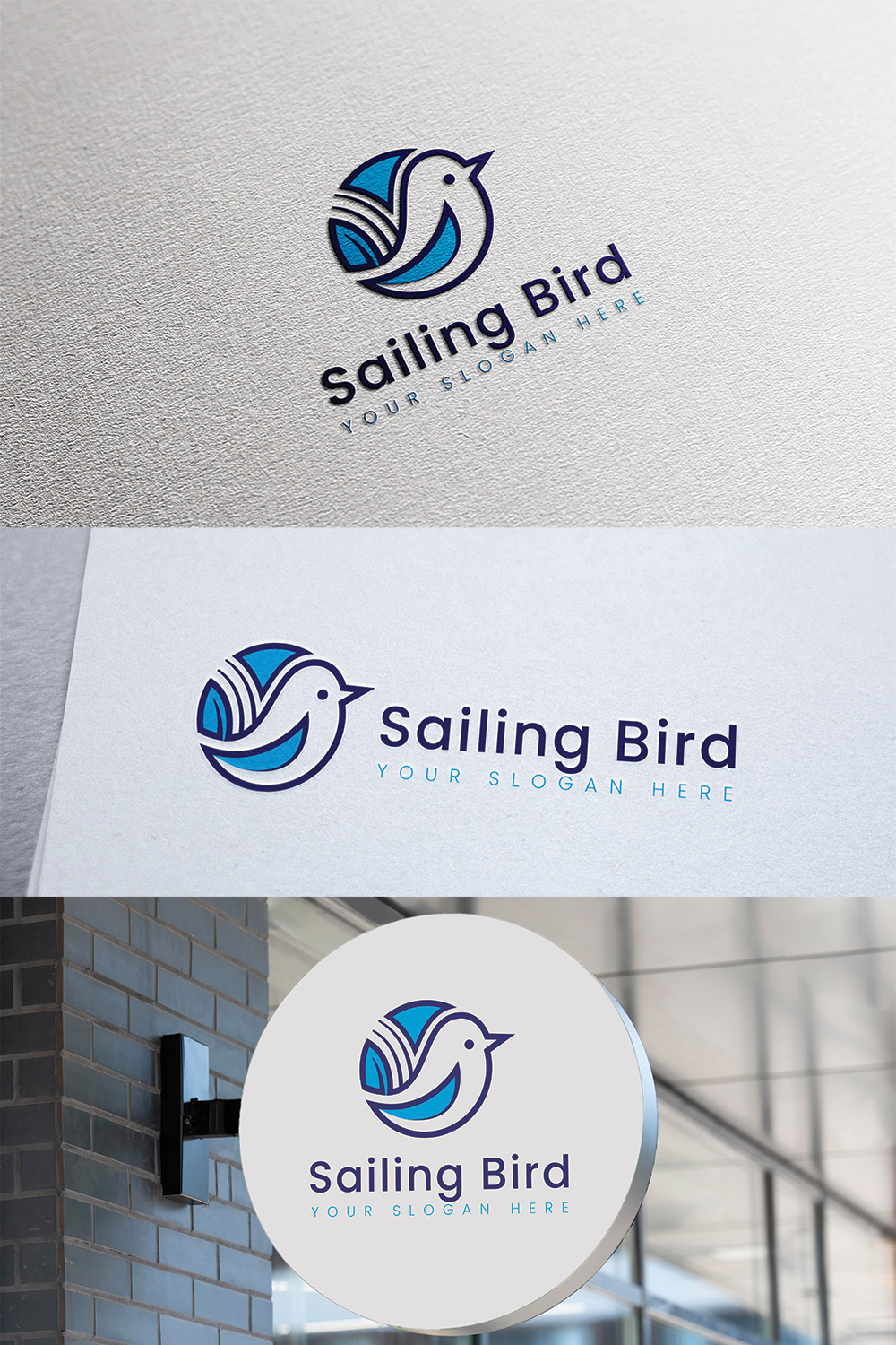 pinterest Sailing Bird Logo Template.