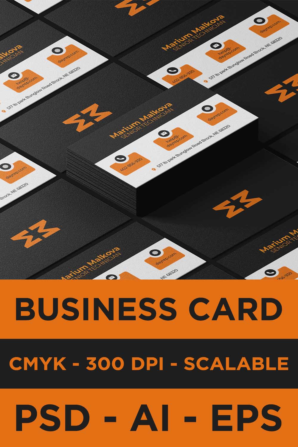 pinterest Orange Tech Business Card - (Business - Company - Corporate).