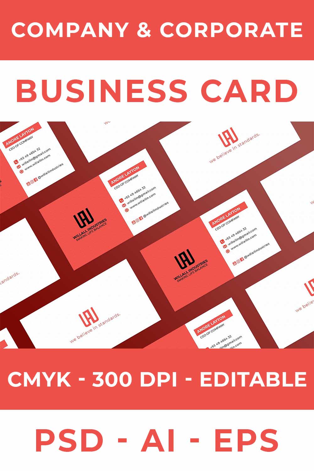 pinterest Company Business Card - (Minimal - Business - Company - Corporate).