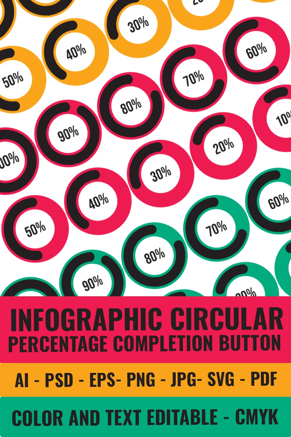 pinterest Infographic Circular Percentage Completion Button.
