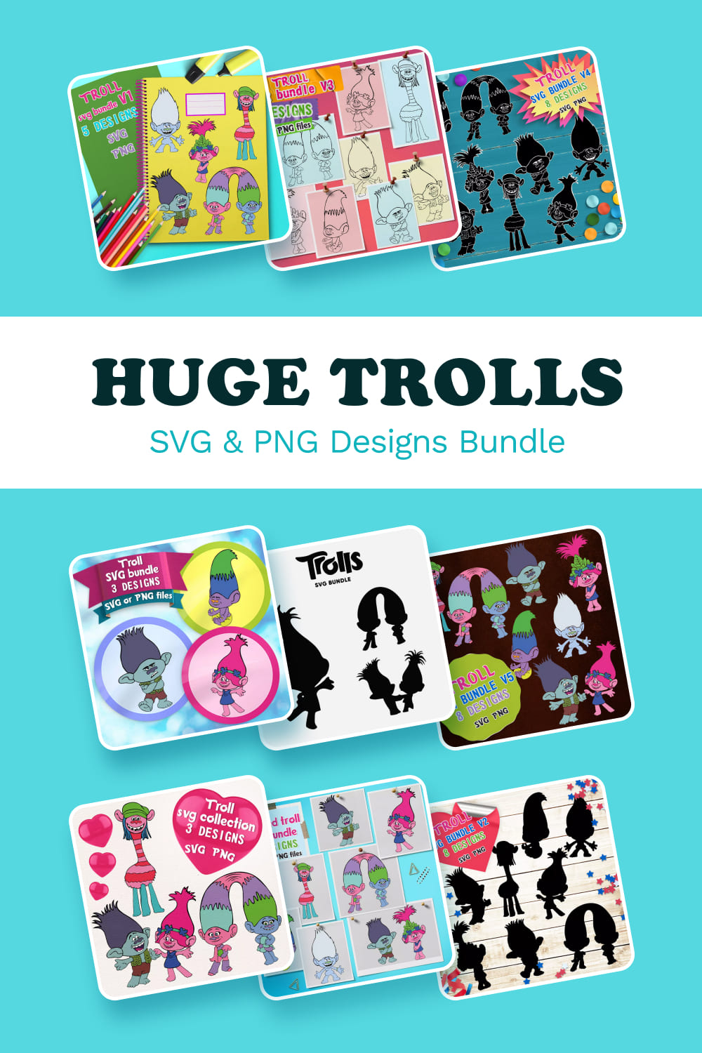 Huge Trolls SVG & PNG Designs Bundle