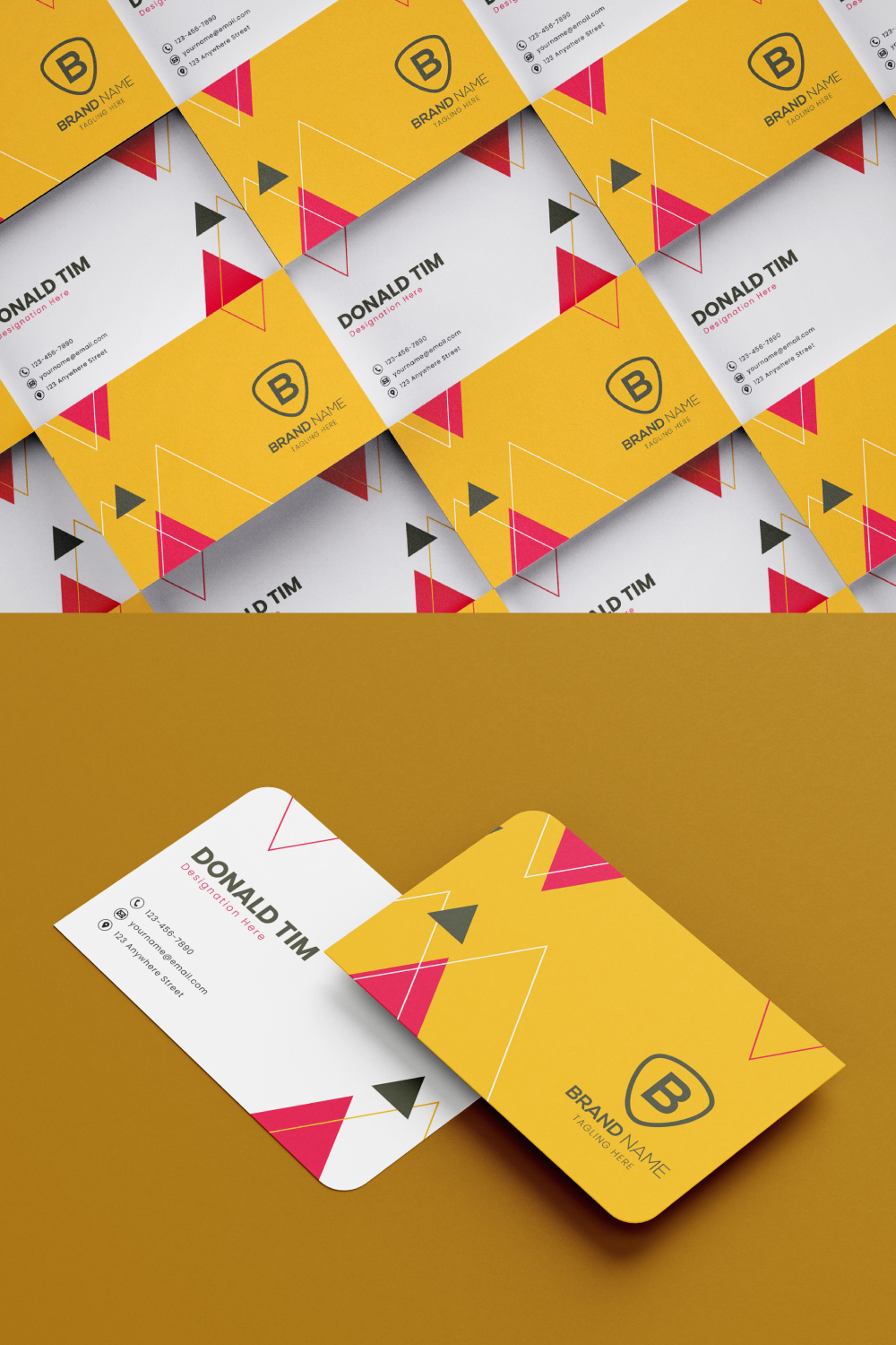 pinterest Yellow Pink Color Business Card Template.