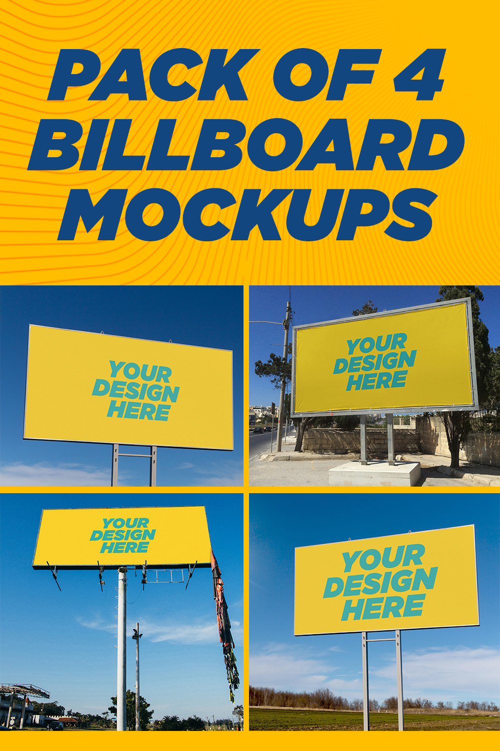 pinterest image Pack of 4 - Billboard Mockups.