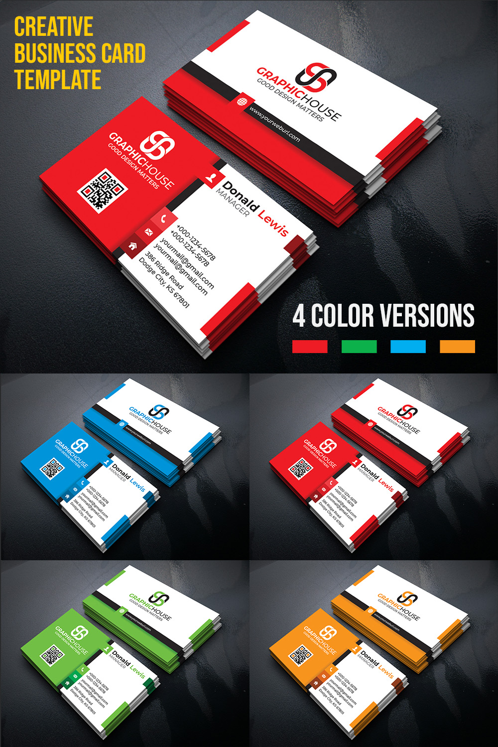 pinterest image Creative Modern Business Card Template.