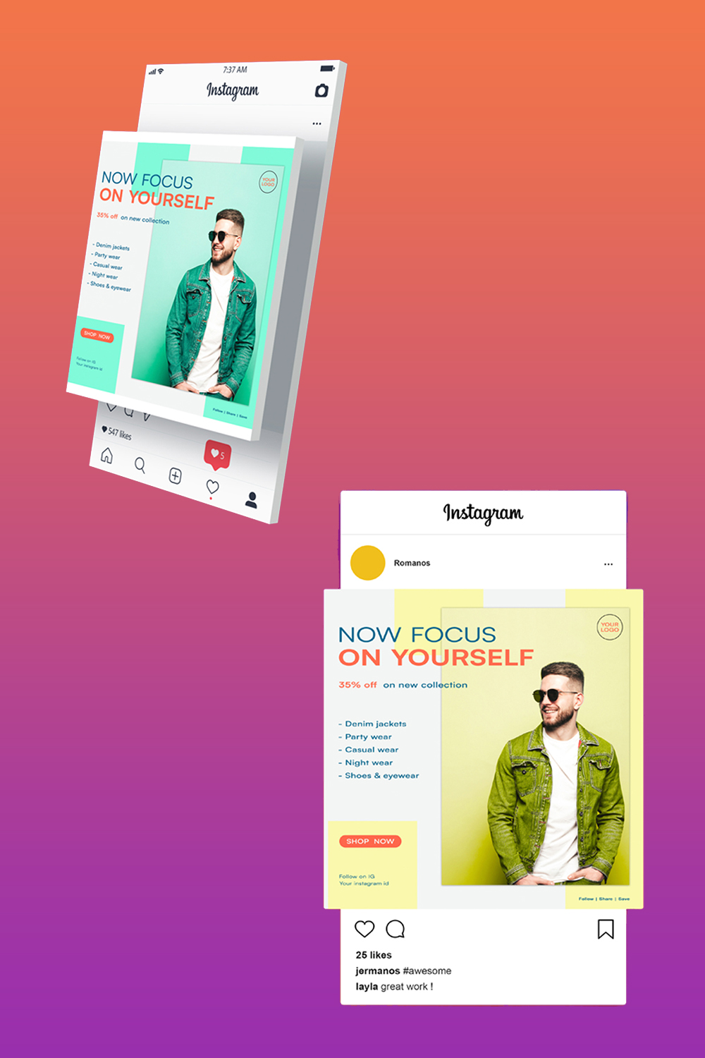 Creative Instagram Post Template for Fashion & Sale .