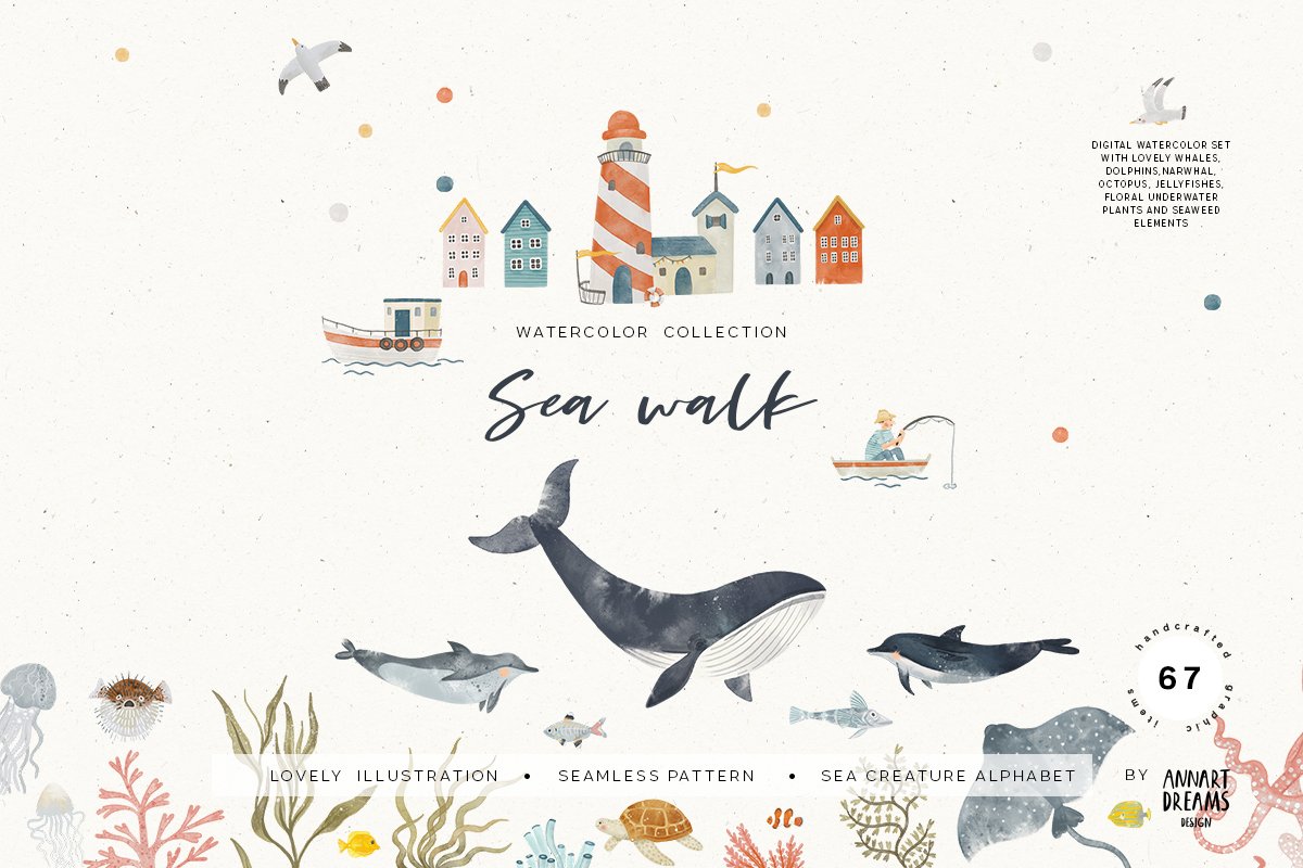 Cover image of Watercolor Sea Collection.