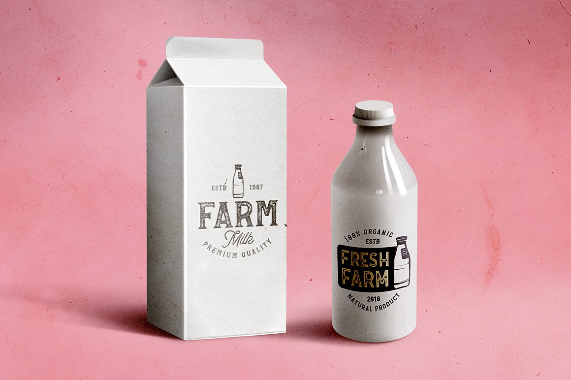Creative farm logo in a vintage style on a label.