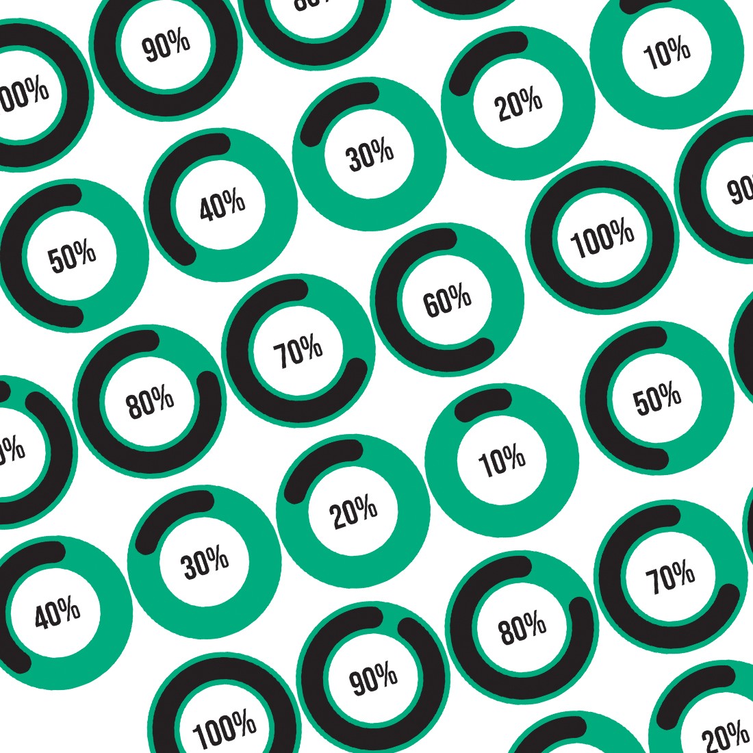 Infographic Circular Percentage Completion Button green.