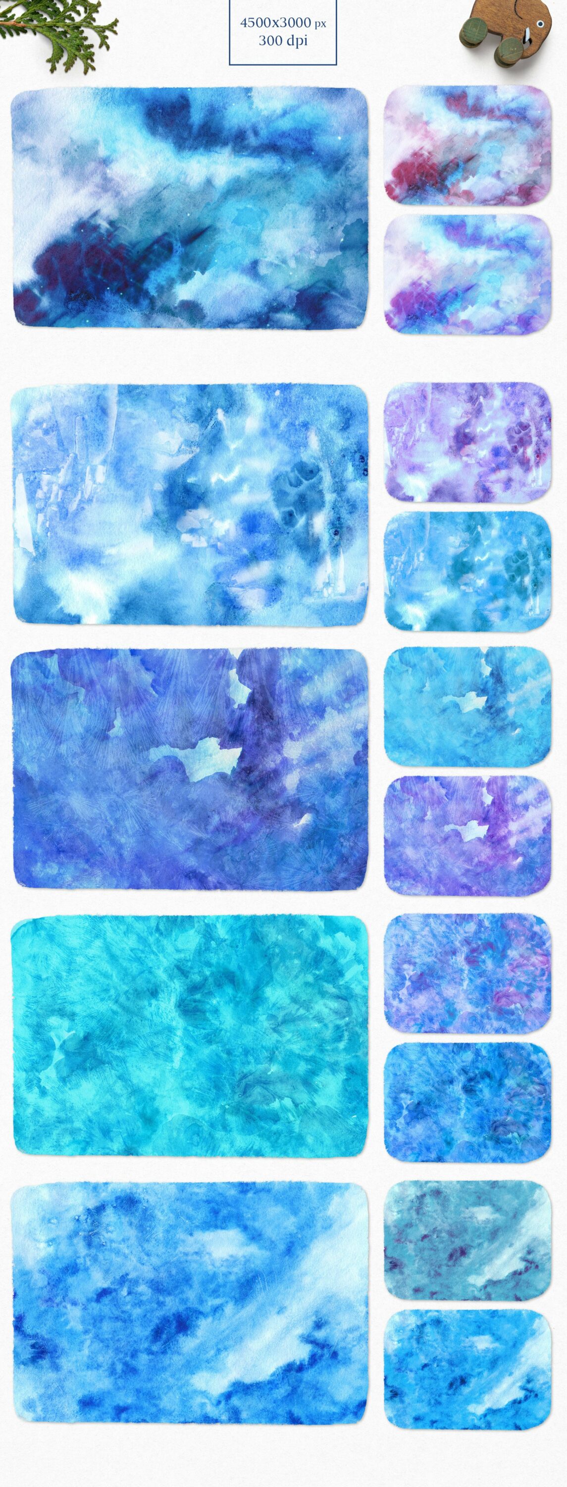 Perfect watercolor blue and purple collection.