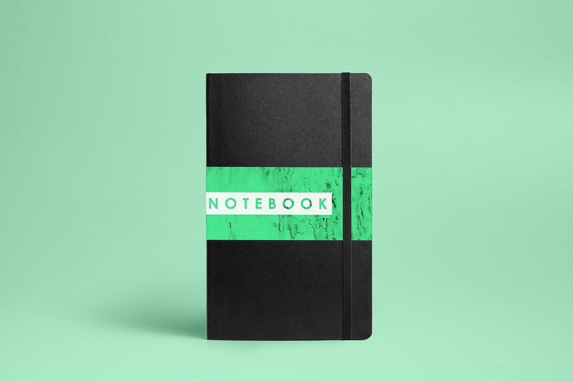 Creative green cover for notebook.