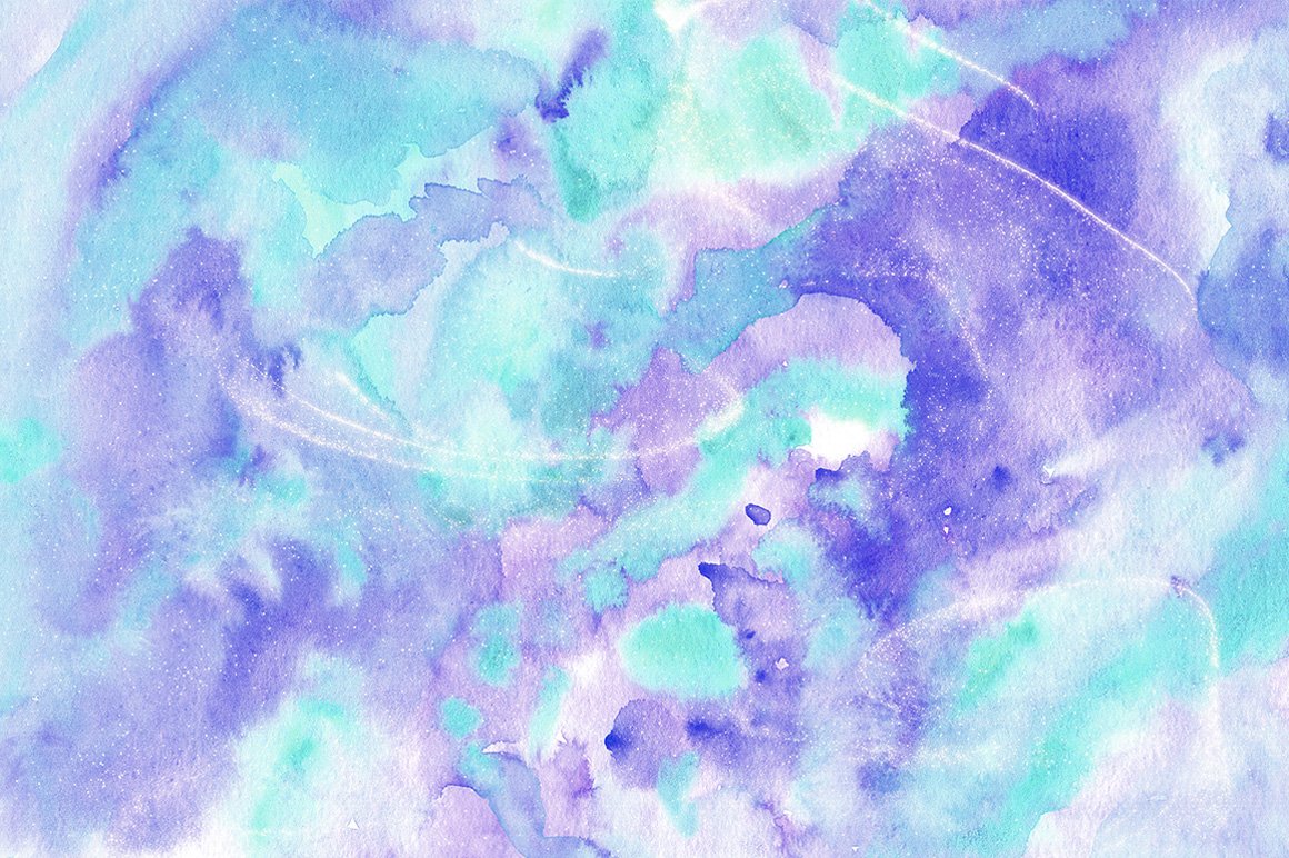 Watercolor fluid purple and blue background.