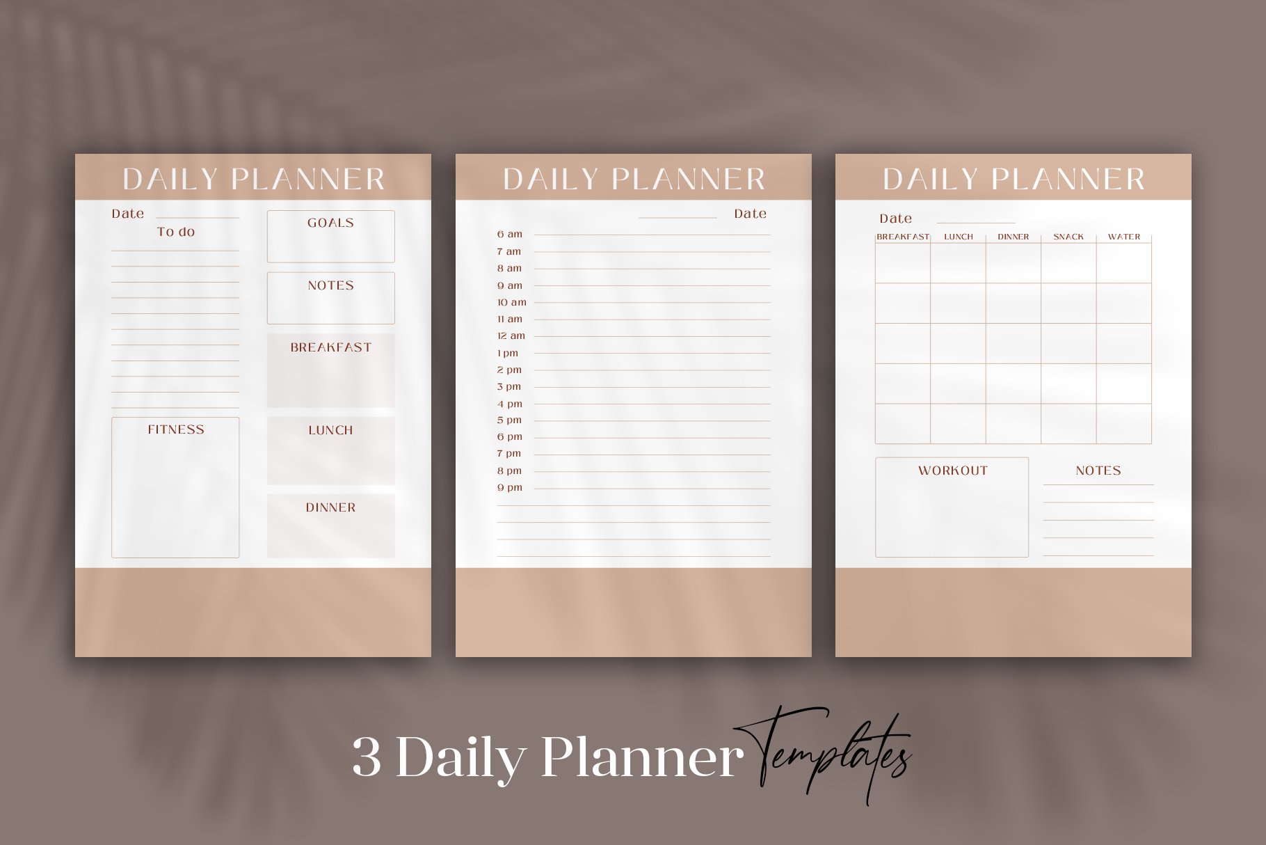 Three classic beige planner pages.