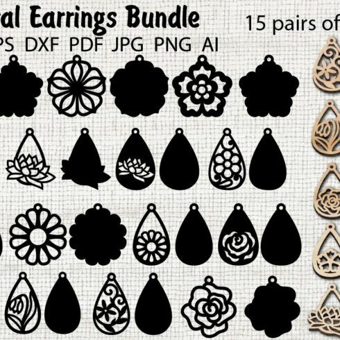 Floral Earrings SVG Bundle, Pendant Template For Laser Cut | Master Bundles
