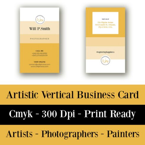 Artistic Vertical Minimal Business Card Template cover image.