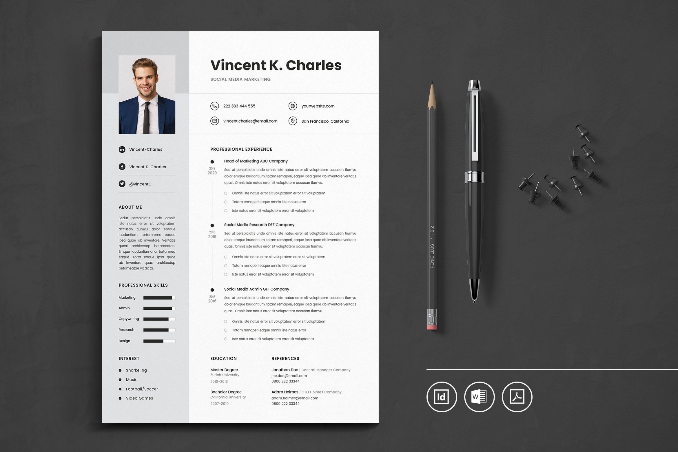 Classic resume with the cool design.