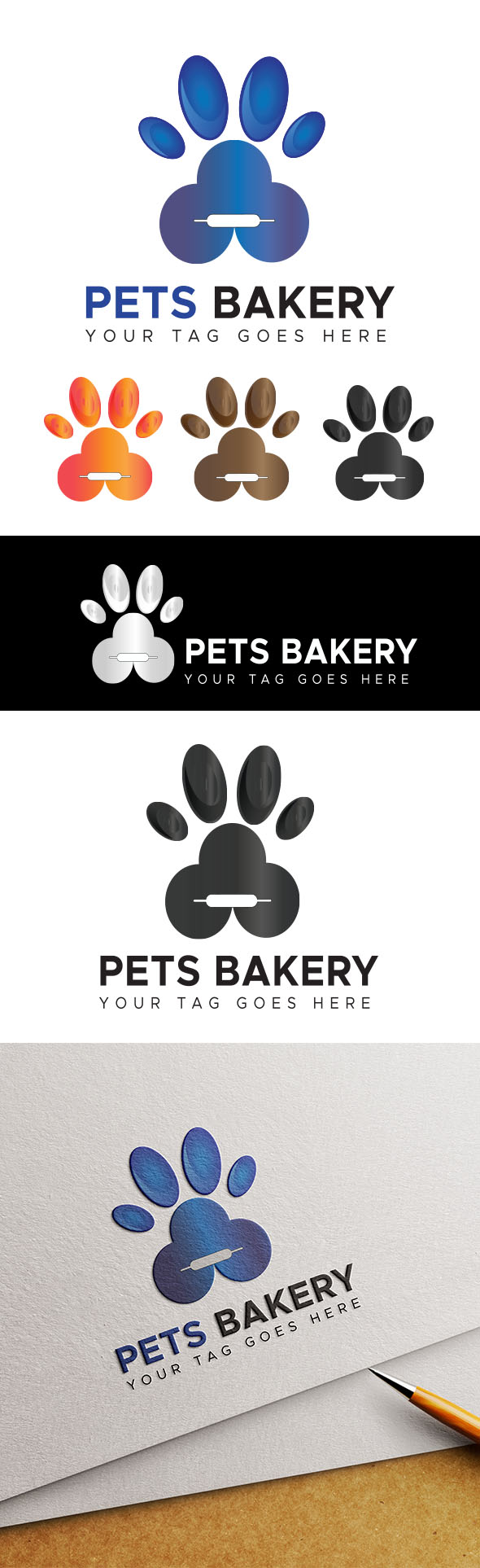 A bundle includes 5 versions of Animal Pets Bakery Logo.