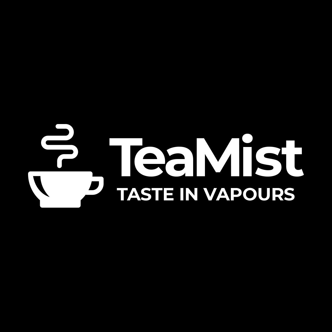 Simple black background with the white tea logo.