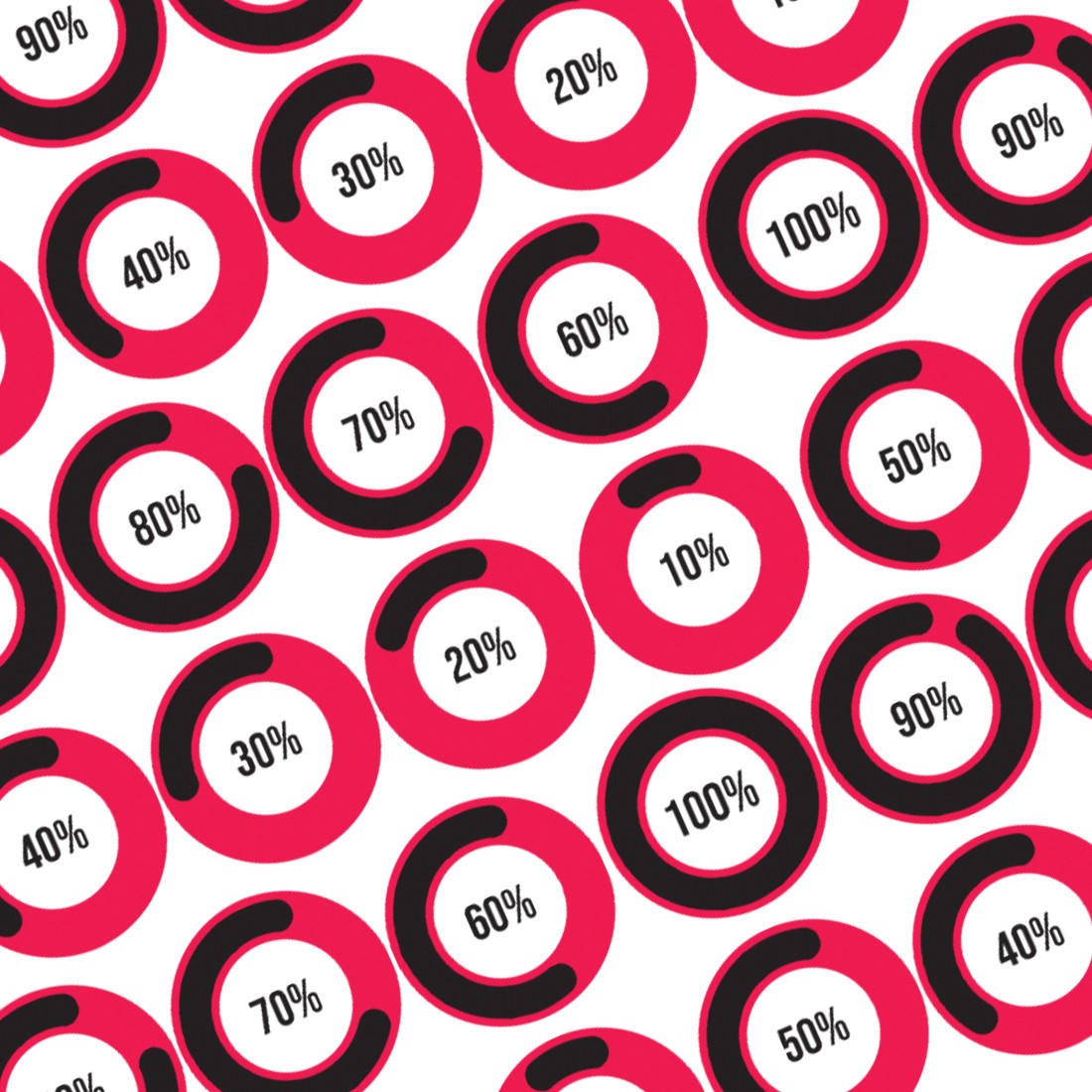 Infographic Circular Percentage Completion Button red.