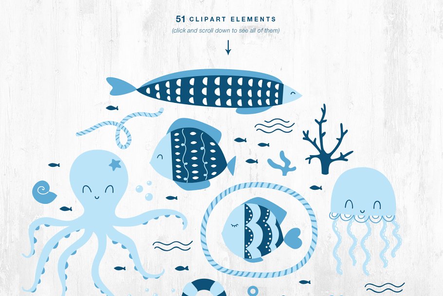 In this collection included beautiful 51 clipart elements.