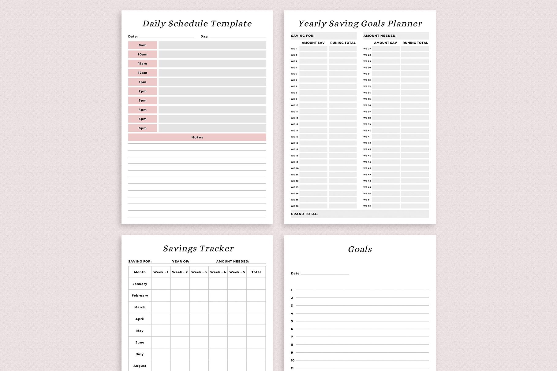 Use this planner for the most important businesses.