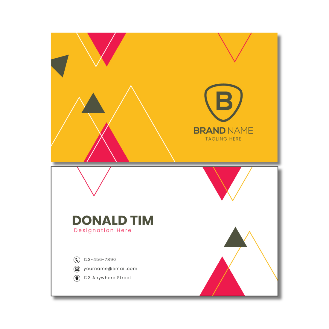 preview Yellow Pink Color Business Card Template.