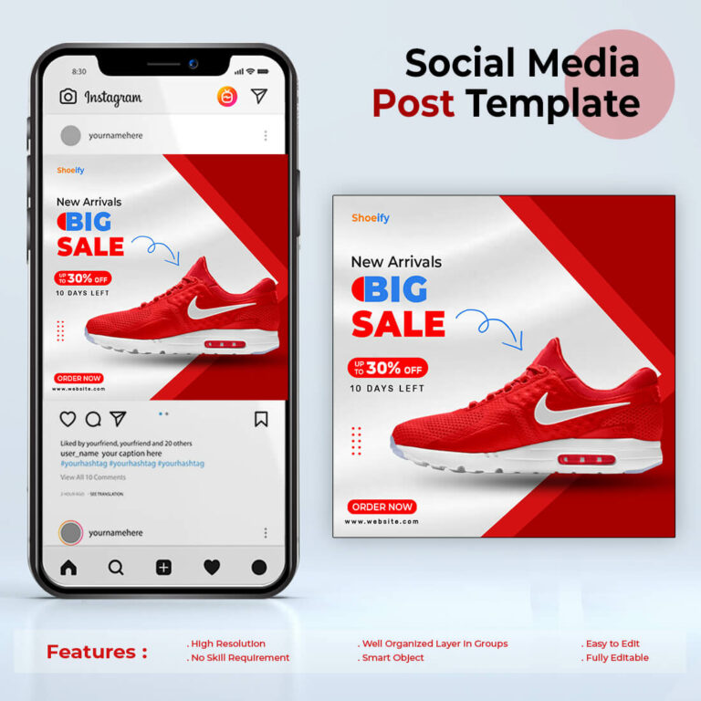 Shoe sale social media post Instagram and Facebook post banner template ...