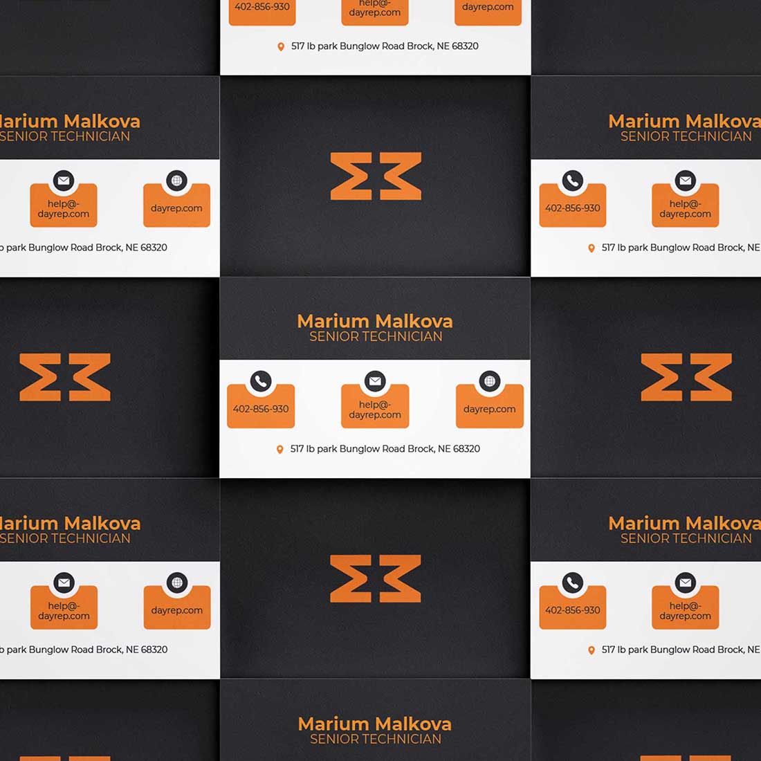 preview Orange Tech Business Card - (Business - Company - Corporate).
