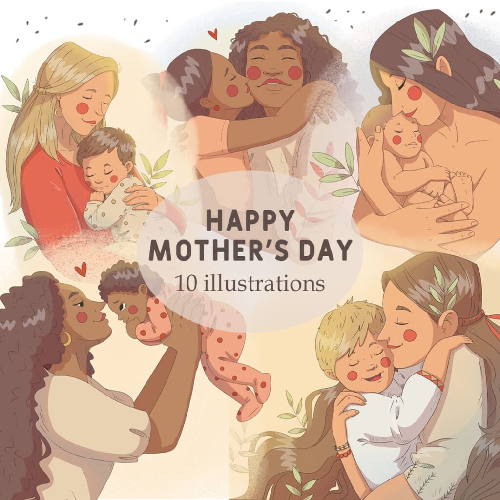 Happy mother's day. 10 illustrations. - MasterBundles