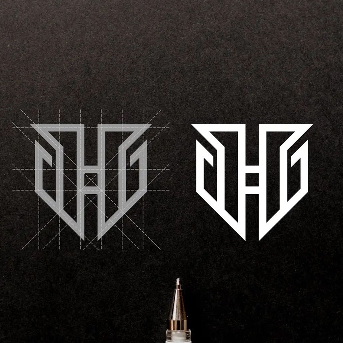 MH Letter Logo Design previews.