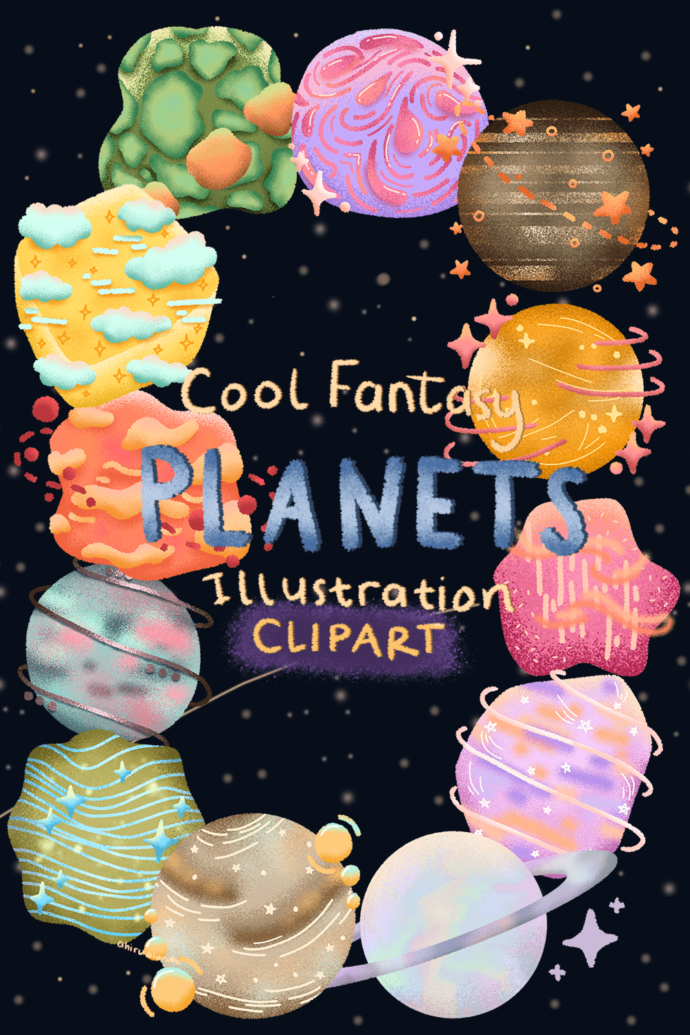 preview pinterest 20 Cool Fantasy Planets Illustration Clipart.